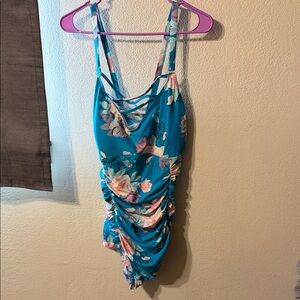 Torrid Teal Floral One-Piece Swimsuit
